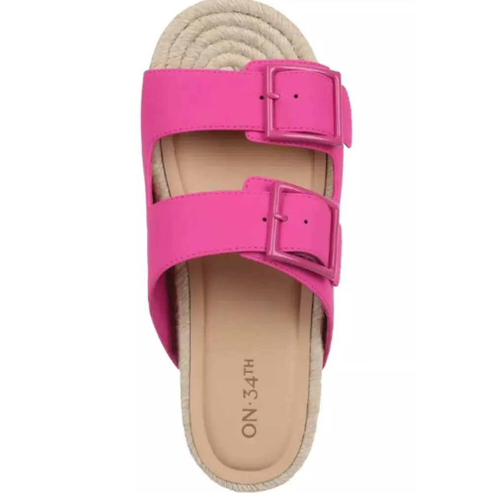 NEW On 34th Women's Milaa Buckled Footbed Sandals Pink Smooth 9.5M